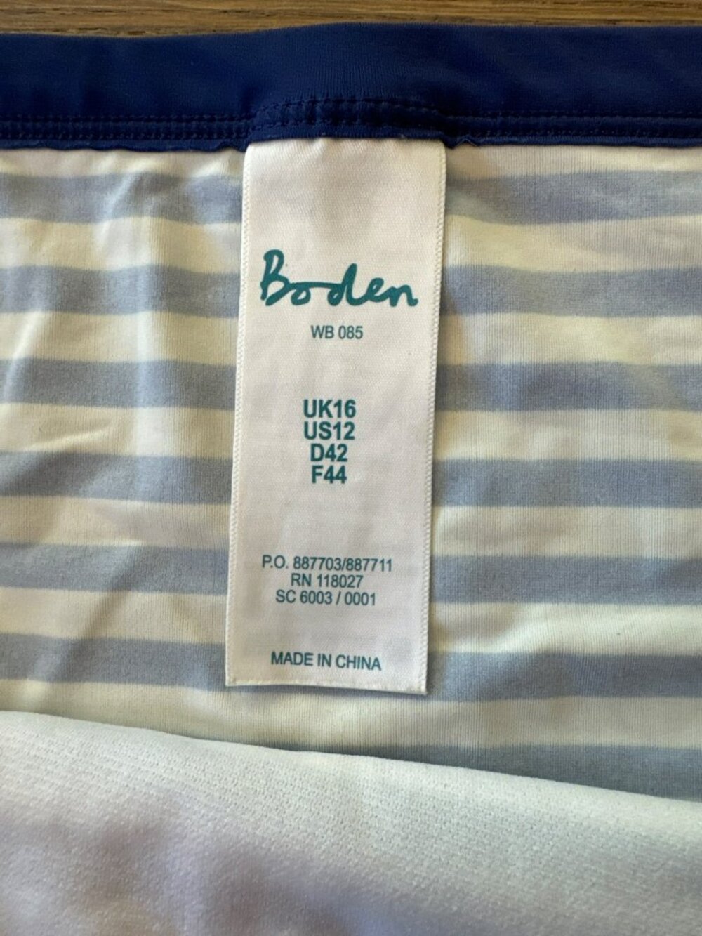 Boden Navy Blue White Striped Bikini Bottoms 12 Nautical Beach Swimwear Preppy - Picture 2 of 4